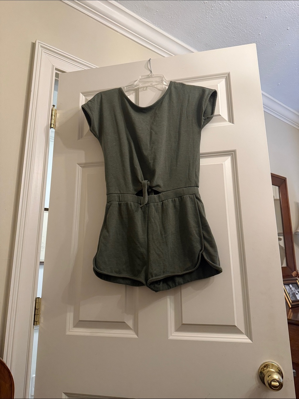 love, Fire Olive Green Short Sleeve Knit Romper